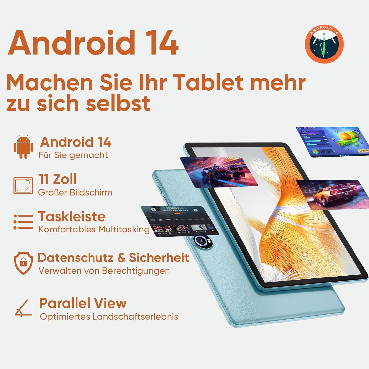 Планшет 11" JIKOCXN C5 6+6/128Gb 8 ядер Android 14 8000 mAh Blue, фото №5
