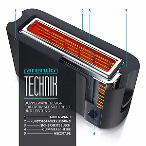 Тостер Arendo Long Slot з функцією розморожування, чорний synthetic.ua - Фото 1