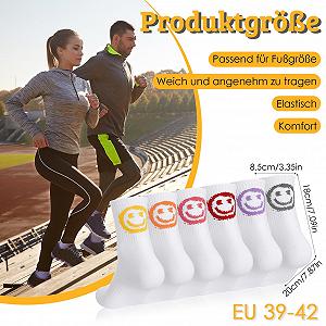 Носки теннисные Женские 39-42 Спортивные Носки Хлопковые Носки с мотивом смайлика, 6 пар synthetic.ua - Фото 1