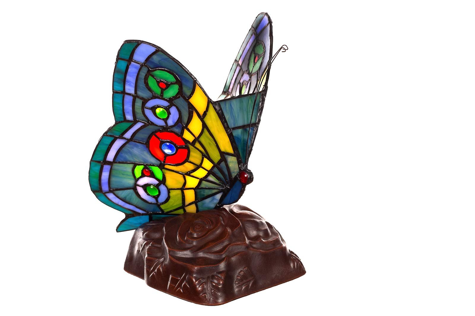 Настільна лампа Mosaic Style Figurine Butterfly Motif Glass, фото №4