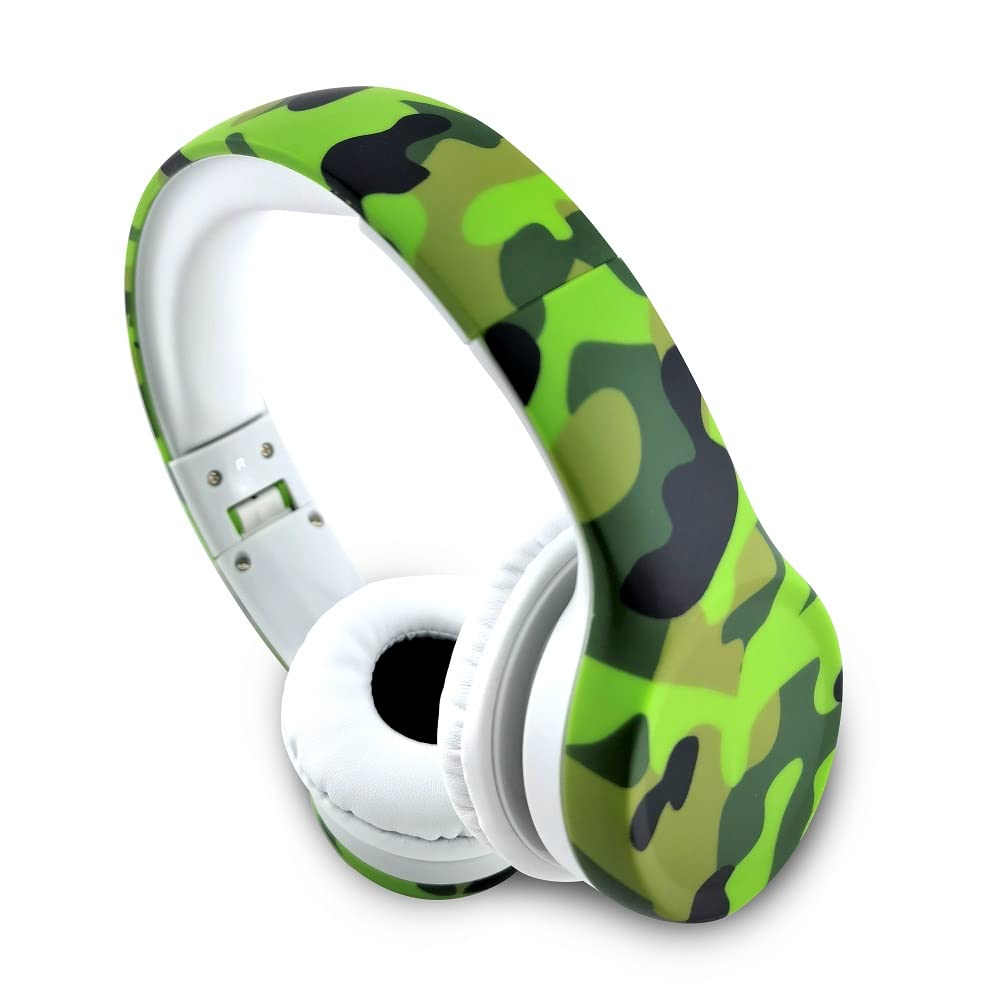 Навушники hisonic Children's для дітей з 3 років, з обмеженням гучності 85 дБ і мікрофоном Камуфляж зелений, фото №1