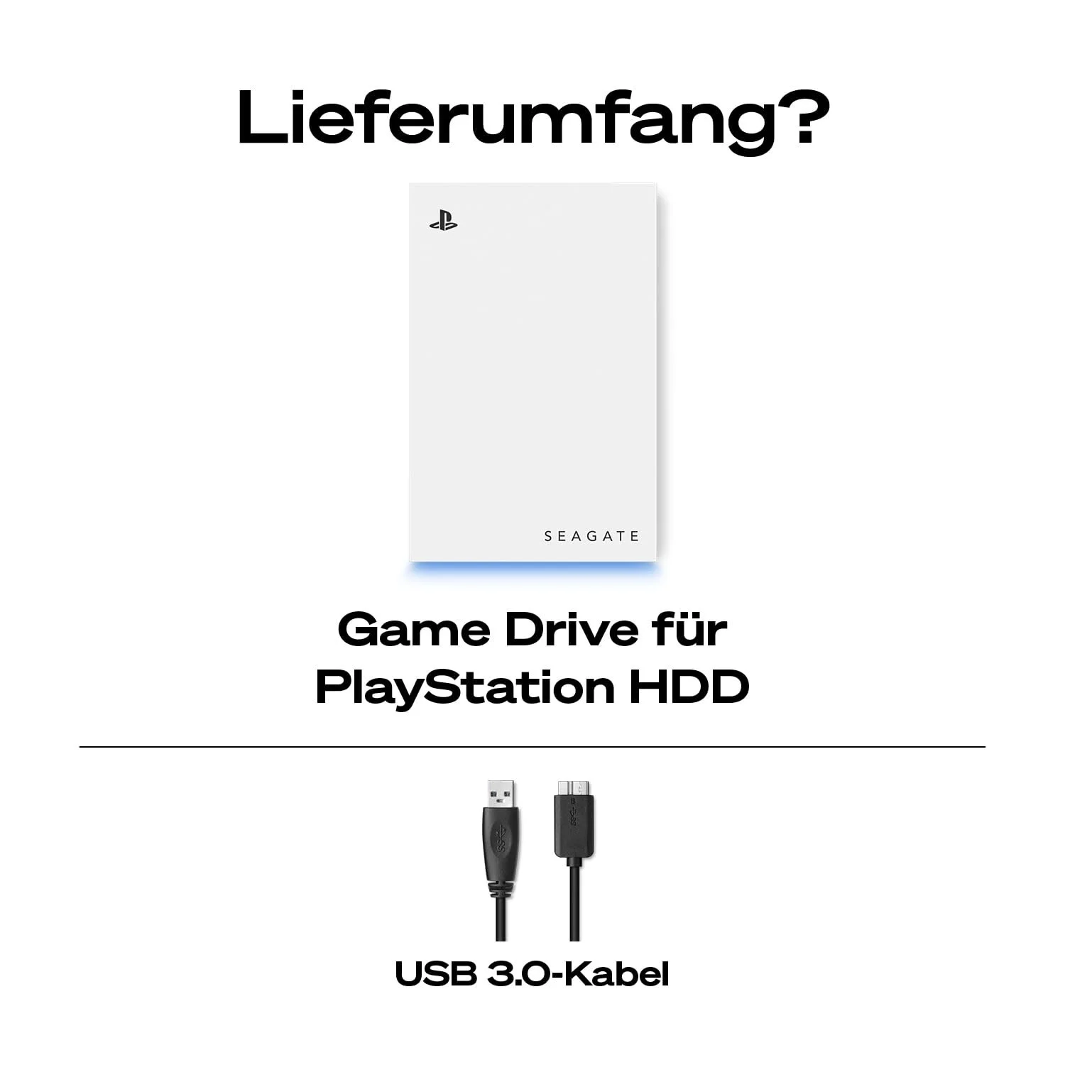 Портативный внешний HDD Seagate Game Drive STLV2000202 2 ТБ 2.5 дюйма USB 3.0 White Blue LED, фото №2
