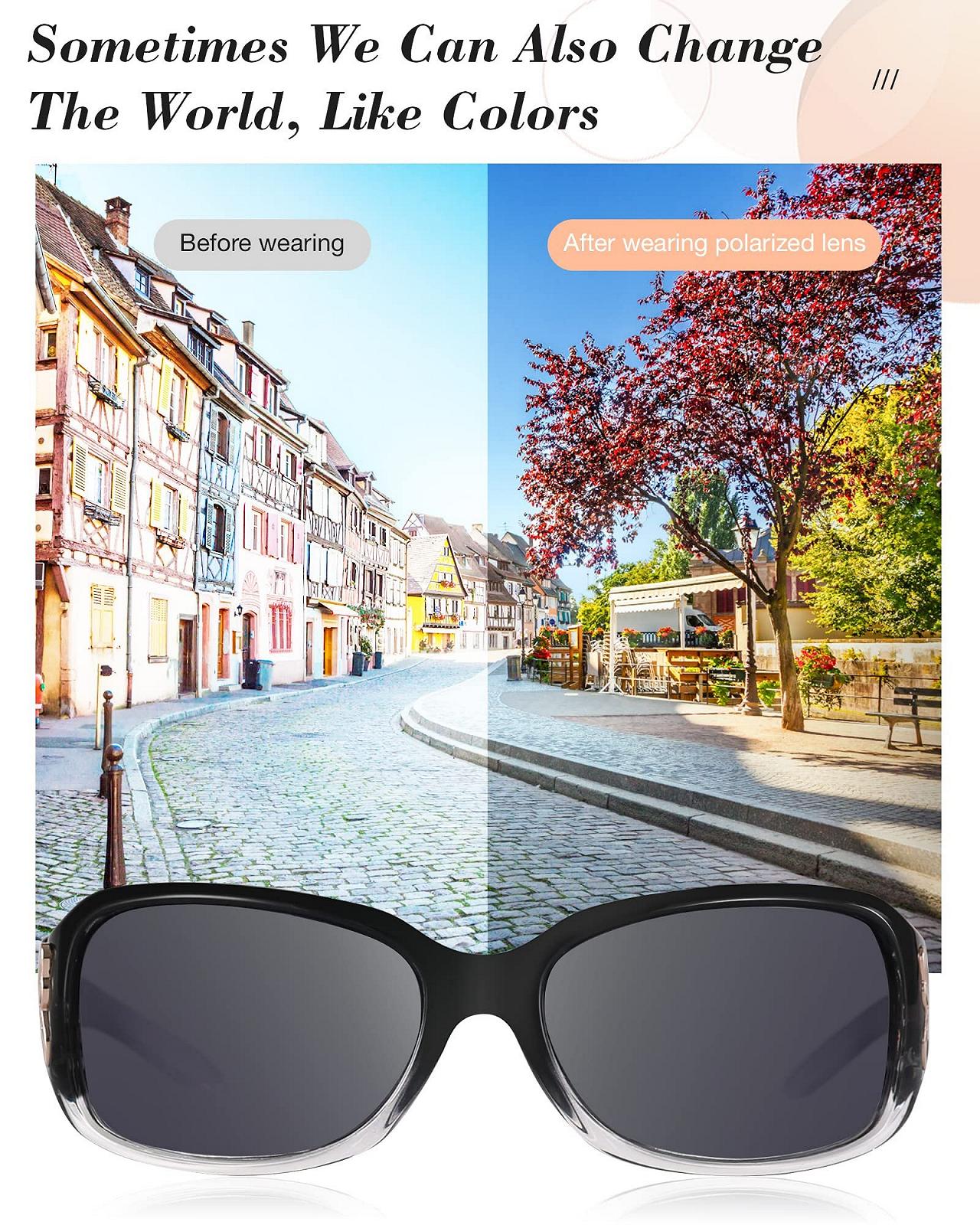 Солнцезащитные очки LVIOE Женские Большие Поляризованные Черные 80-х Классические Винтажные, фото №6