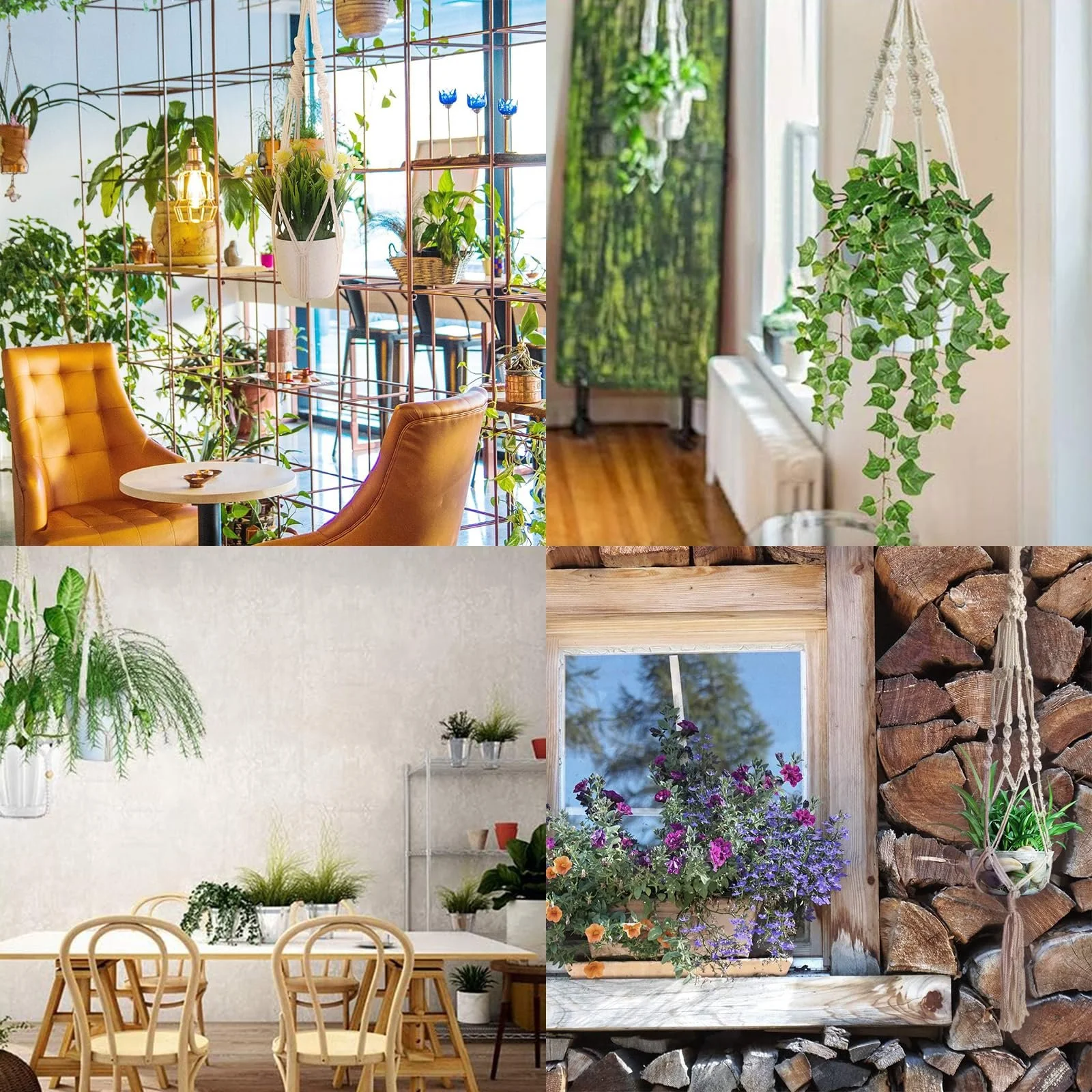 Корзина подвесная макраме Хлопковая веревка Подвесной горшок Набор 6 штук, фото №7