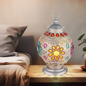 Настільна лампа Метал Акрилові кристали E27 27 x 39.5 см Срібляста synthetic.ua - Фото 1