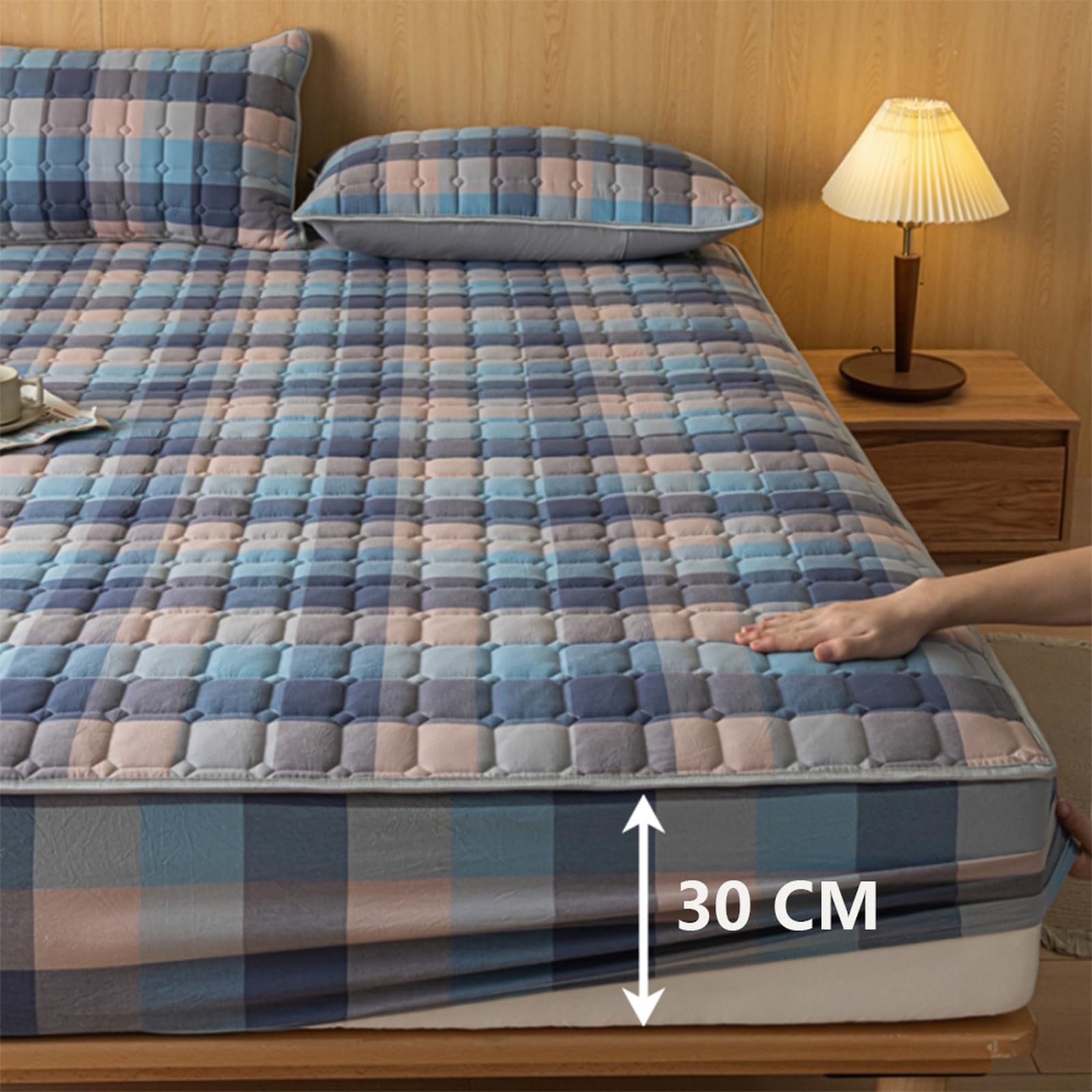 Наматрасник HAIBA 180 x 200 см Мягкий Трикотажный Простынь Очень Толстый и Мягкий Наматрасник до 30 см Высоты Матраса, фото №3