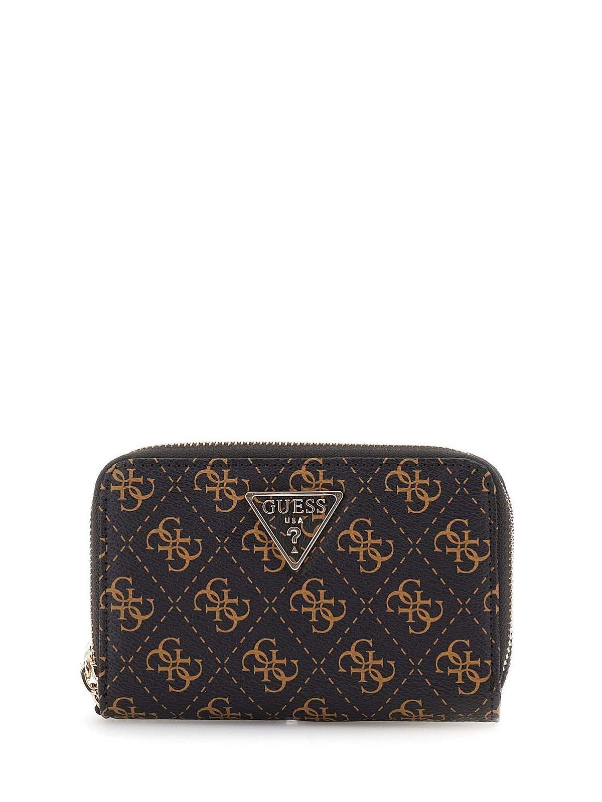Гаманець GUESS Laurel SLG Medium Double Zip M Brown Logo, Коричневий логотип, фото №1
