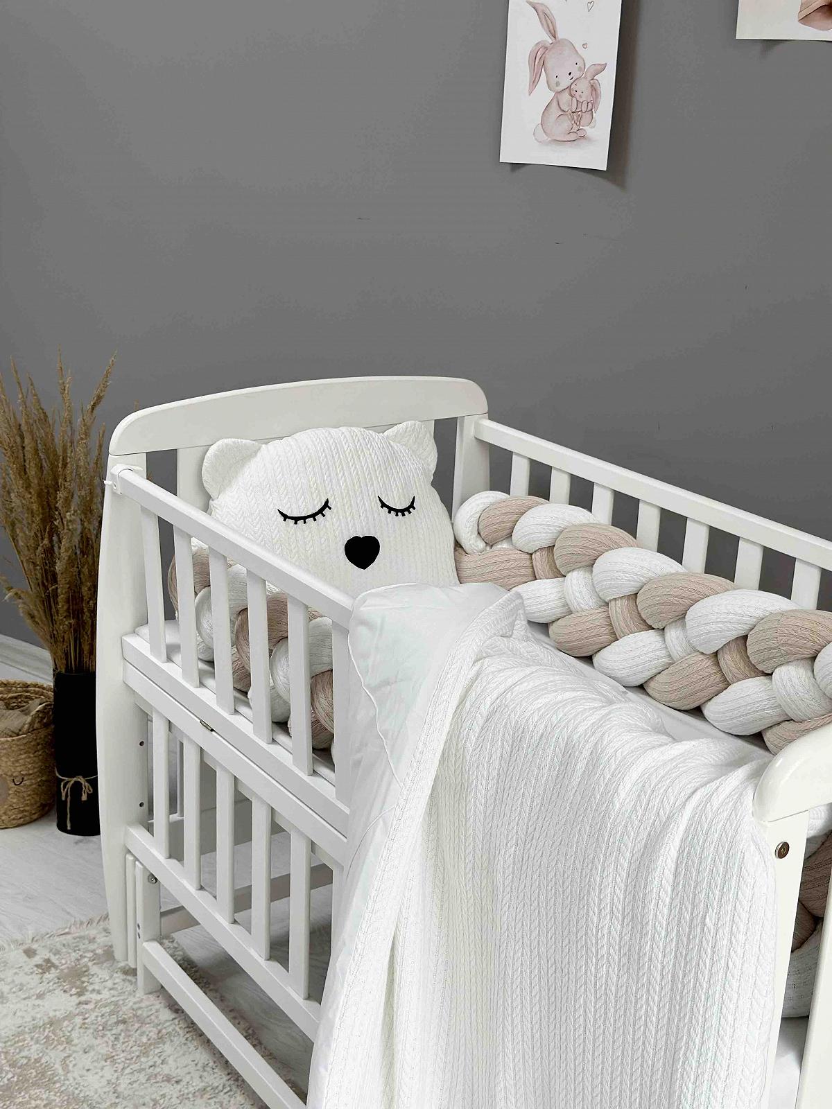 Комплект для новонародженого з бортиком косичкою Ведмедик молочний, фото №1