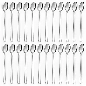 Ложки для латте макиато BEWOS Набор 24 шт, 197 см, из нержавеющей стали, для эспрессо, полированные, можно мыть в посудомоечной машине - Фото 1