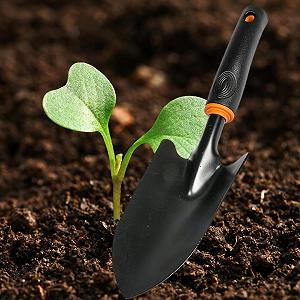 Кельма Цветочная STYLIZER, 8 см, нержавеющая сталь, черная и оранжевая synthetic.ua - Фото 1