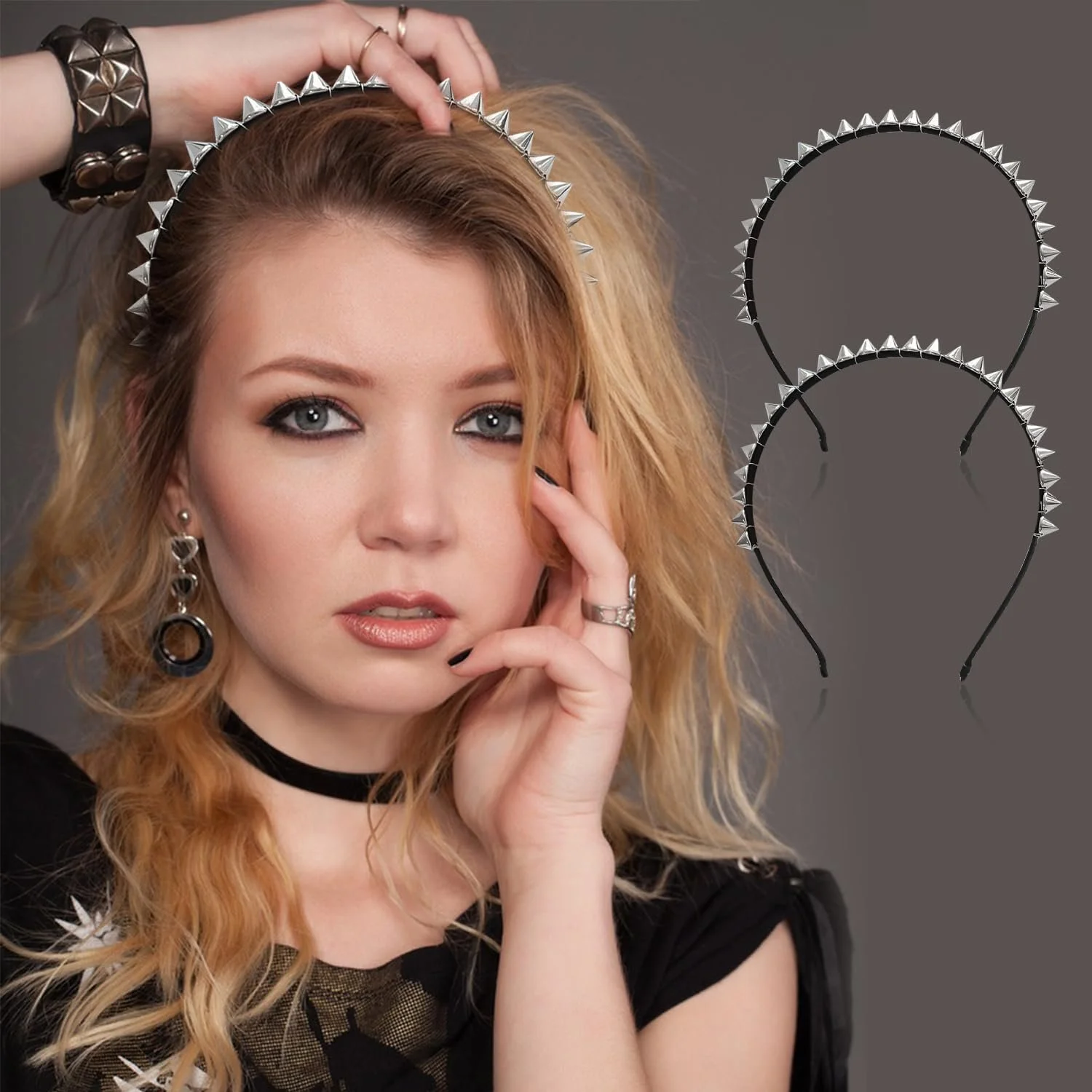 Обруч Металл Punk Pointed Studded 2 шт, фото №5