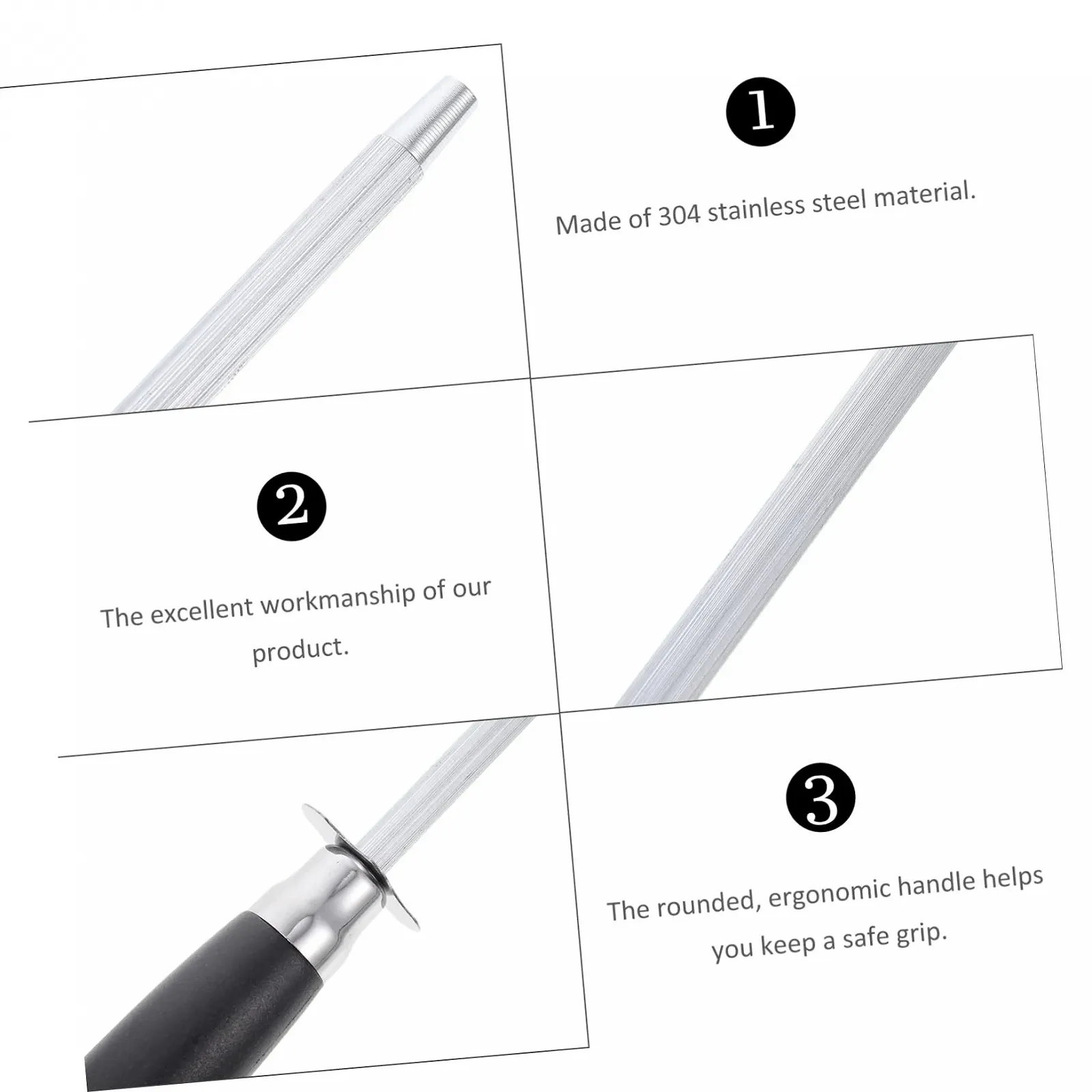 Мусат для кухонных ножей профессиональный стальной ручной, фото №2