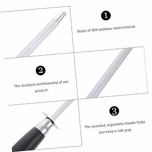 Мусат для кухонных ножей профессиональный стальной ручной synthetic.ua - Фото 1