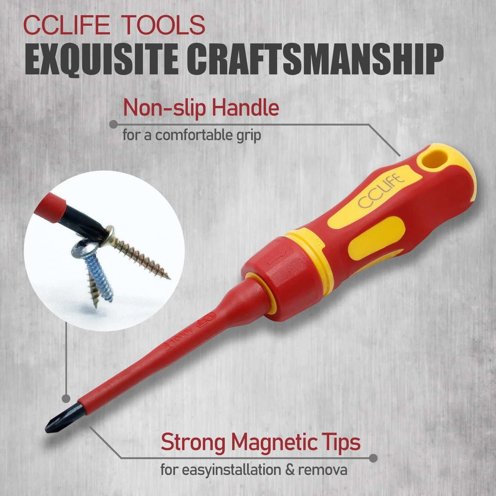 Набір діелектричних викруток CCLIFE 13 предметів VDE зі змінними жалами магнітний з тестером напруги SL PH PZ Torx, фото №2