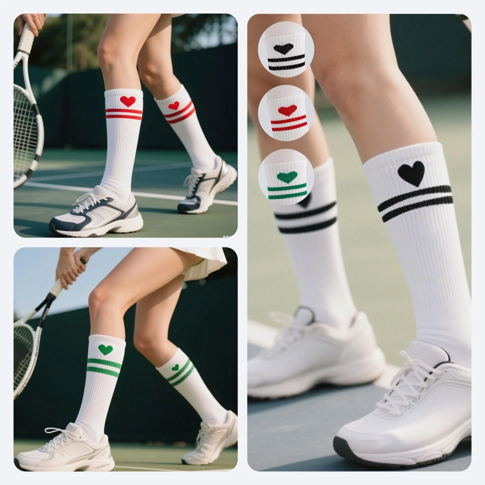 Шкарпетки тенісні з сердечками жіночі, 8 пар, розмір 35-38, фото №3