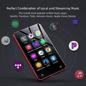 MP4 MP3 Плеер INNIOASIS G1 с Bluetooth и WiFi, 4-дюймовым сенсорным экраном, красный synthetic.ua - Фото 1
