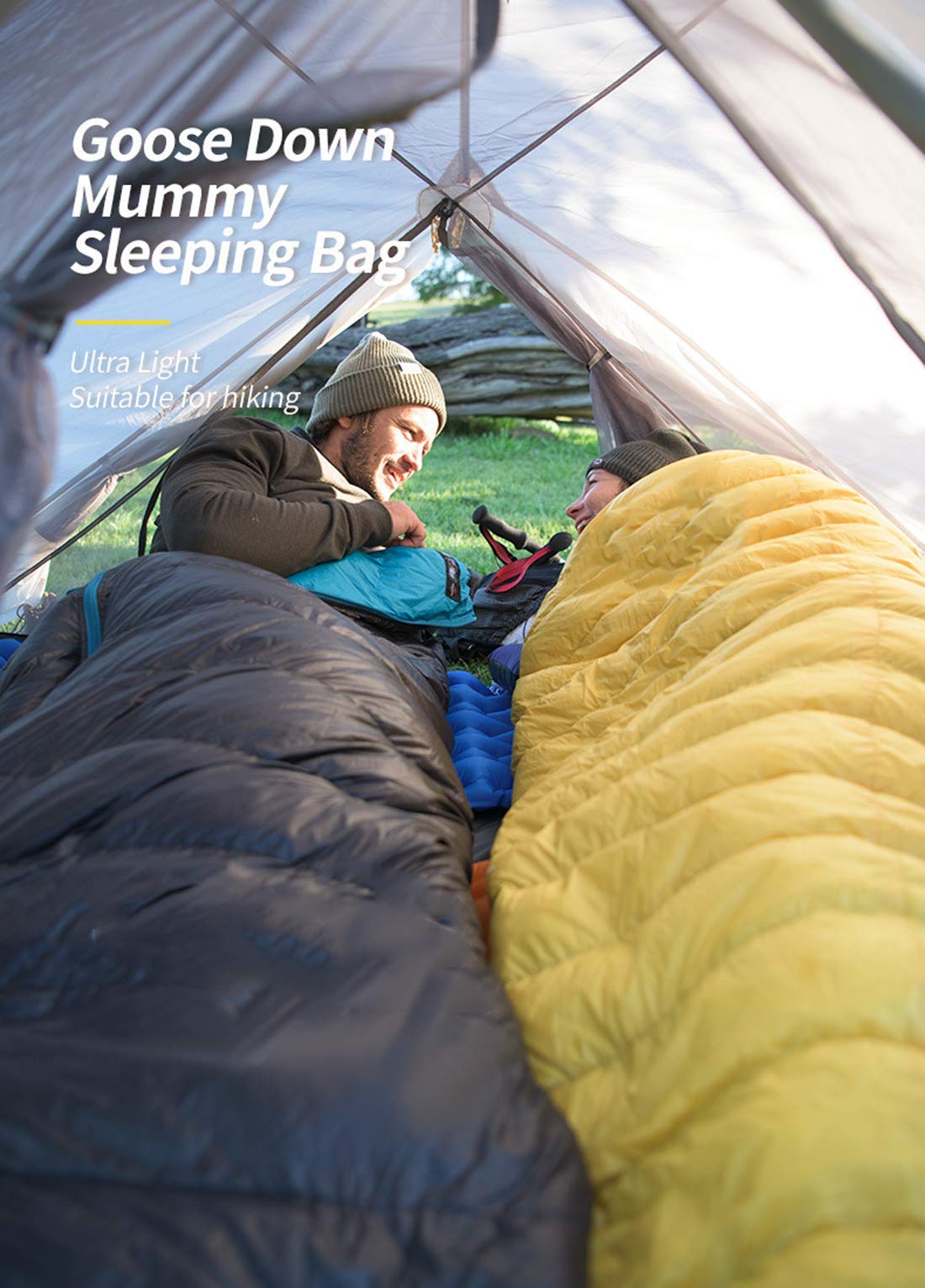 Спальний мішок MYVVKIA Ultralight Goose Down для дорослих Ультралегкий компактний на 4 сезони водонепроникний з внутрішнім, фото №2