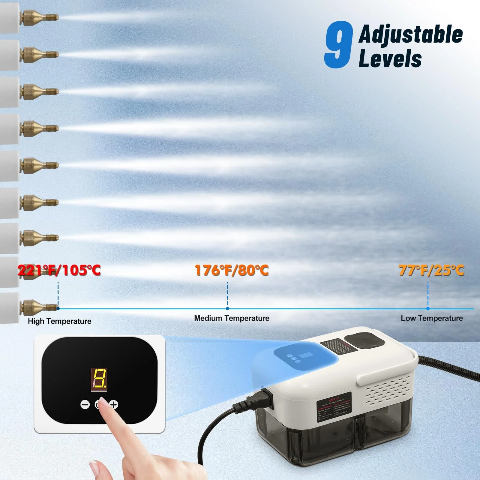 Пароочисник Sararoom 2500 W 3 Bar 1.2 L 9 рівнів регулювання, фото №5 Пароочисник Sararoom 2500 W 3 Bar 1.2 L 9 рівнів регулювання, фото №5