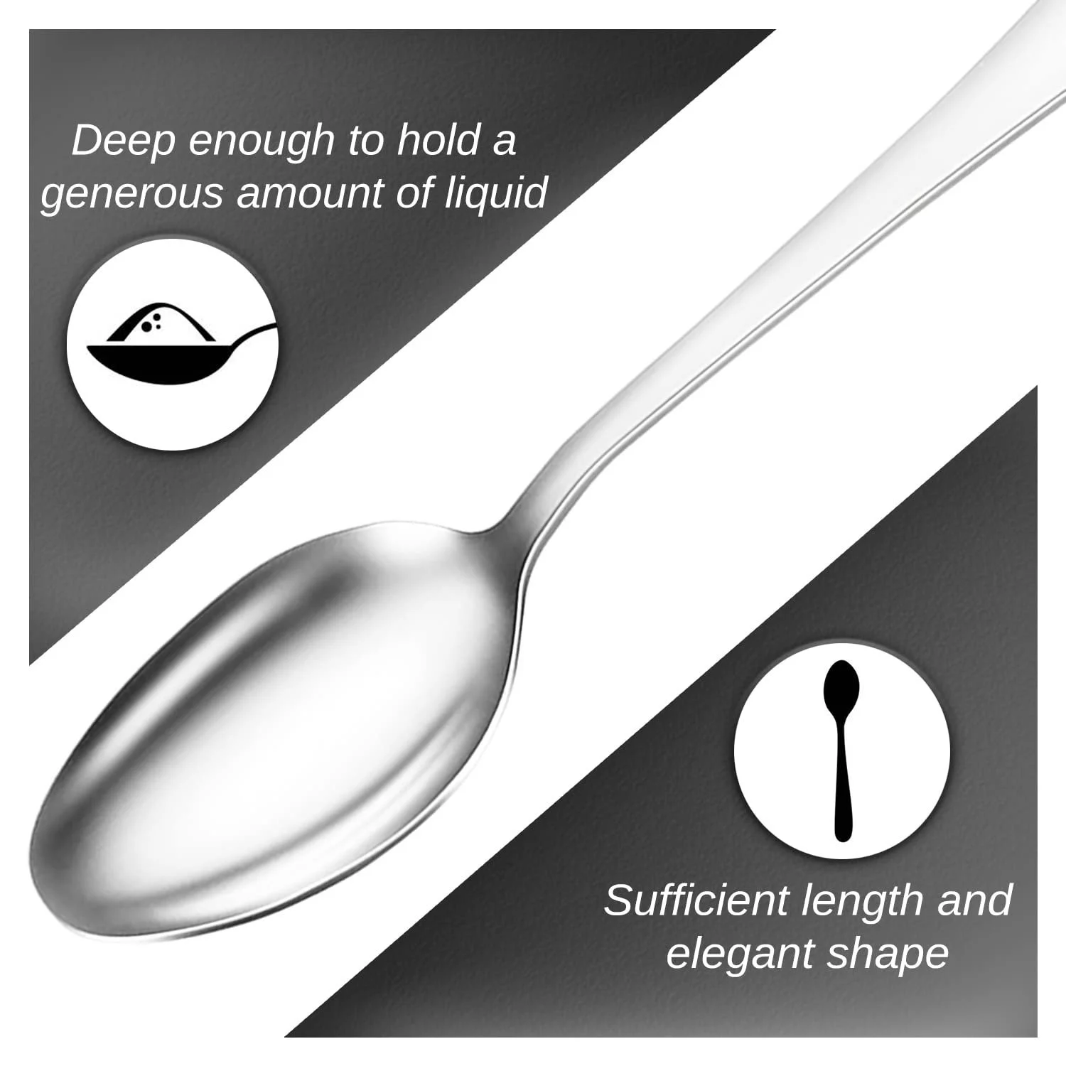 Ложки для супу з нержавіючої сталі Набір 24 шт. Дзеркально поліровані, фото №7