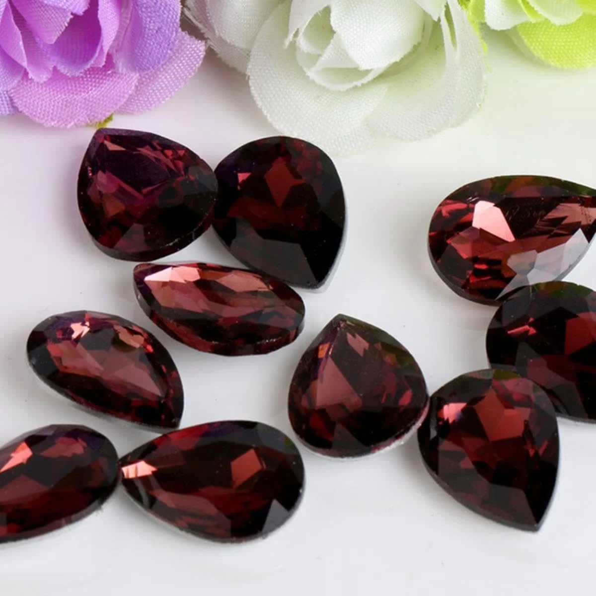 Стрази грановані 6 7 8 10 13 18 20мм, 10шт Золоті 13x18мм, фото №5