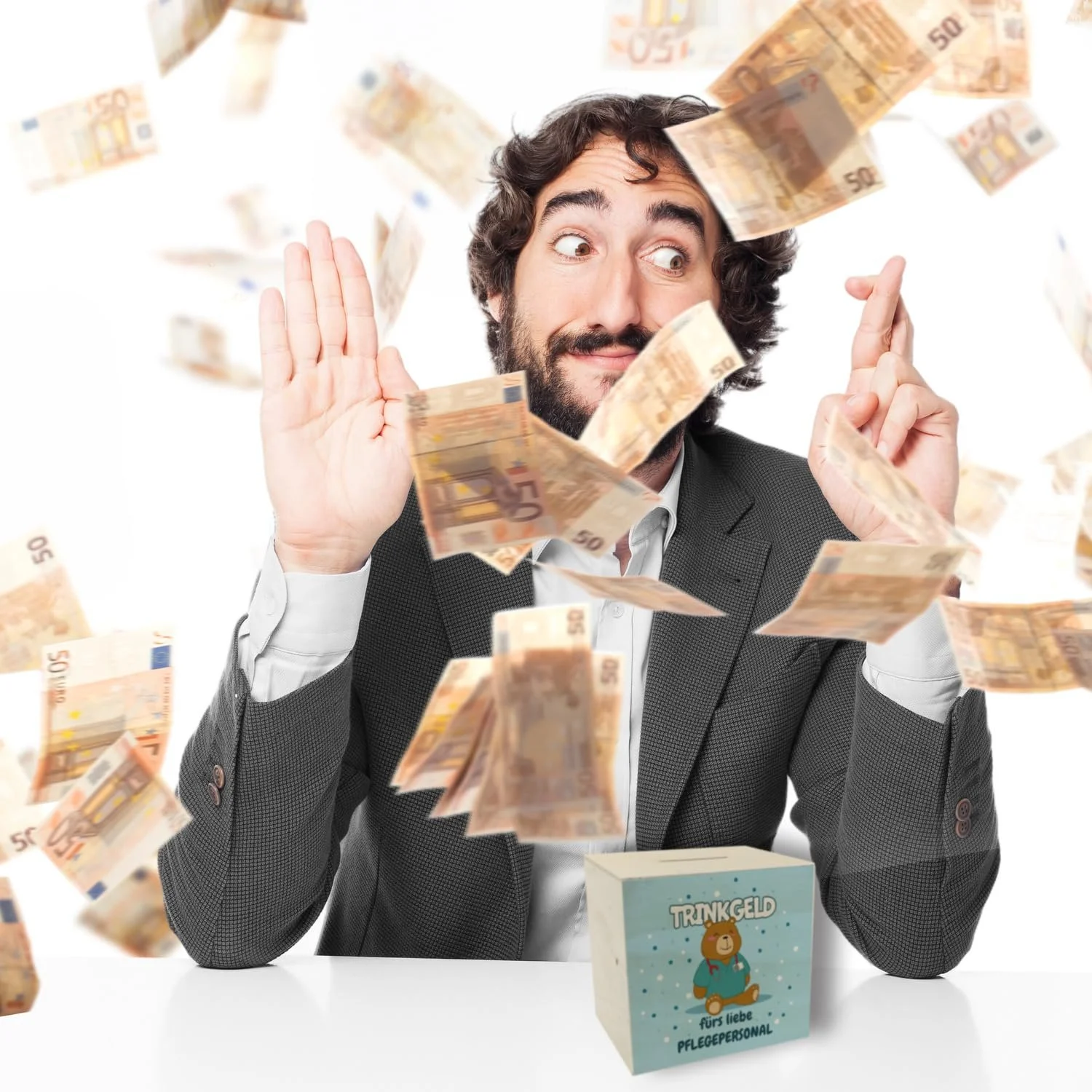 Скарбничка Trinkgeld fürs Liebe Nursing Staff дерев'яна з ведмедем, фото №7