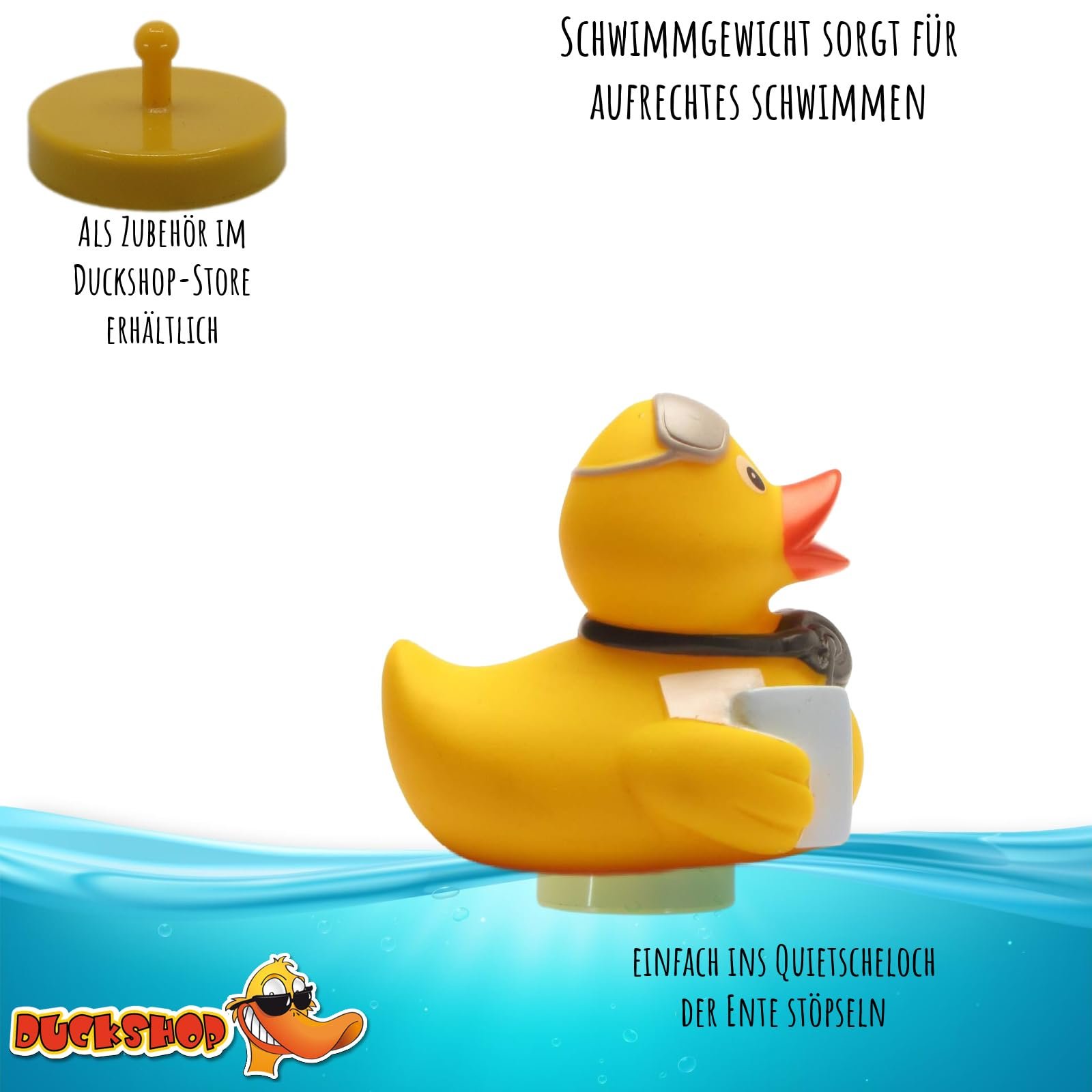 Качка для ванни DUCKSHOP Frequent Flyer, пищача, 7.5 см, в наборі брелок, фото №6