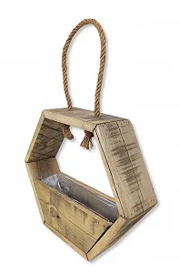 Подвесная корзина Деревянная Натуральный коричневый 36 x 50 см synthetic.ua - Фото 1