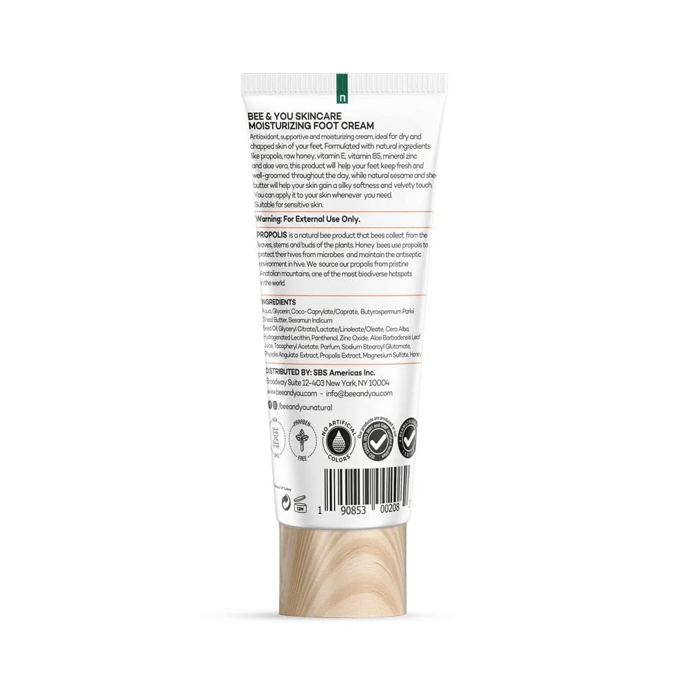 Крем для ног BEE and YOU 100 % Natürliche с экстрактом прополиса, алоэ вера, сырым медом, маслом ши, кокосовым маслом, витамином B5 и цинком 50 мл, фото №3