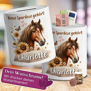 Скарбничка керамічна Кінська персоналізована для дівчаток synthetic.ua - Фото 1