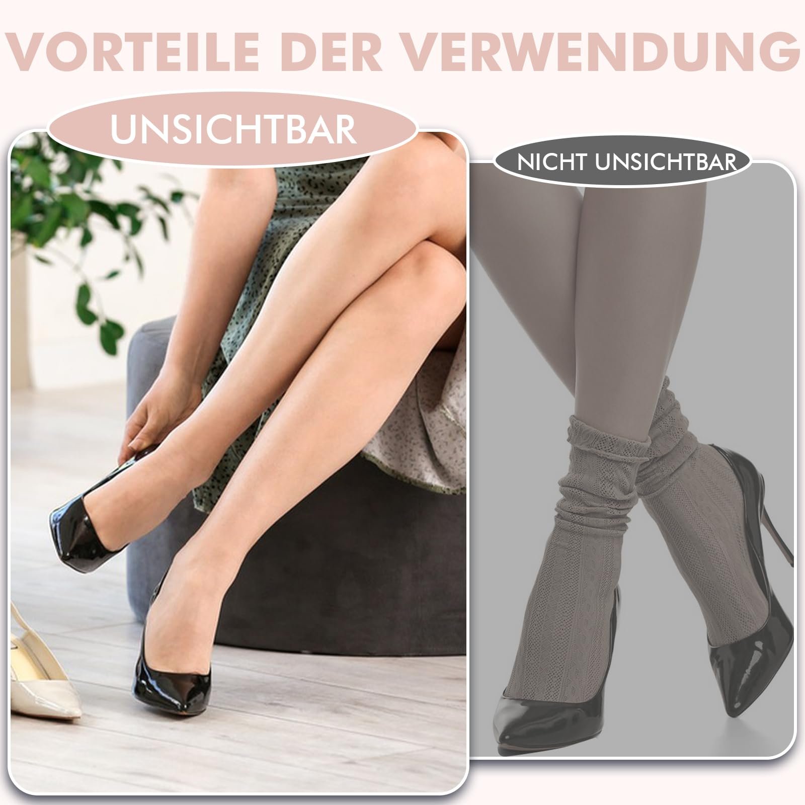 Носки ZOCONE Ankle Ballerina, 8 пар, дышащие, невидимые, противоскользящие силиконовые, для туфель-слингбэков, черный, телесный, серый, белый, фото №5