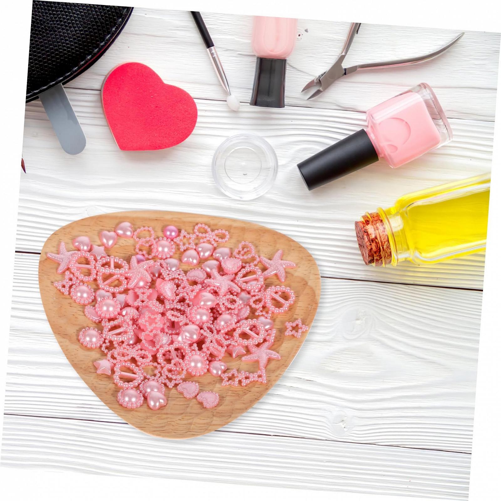 Украшения для ногтей Mikinona 4 taschen Herz-perlen Stern-schleife Kleine Kunststoffornamente Handgefertigte Nageldeko Bastelornamente Diy-schmuckzubeh, фото №2