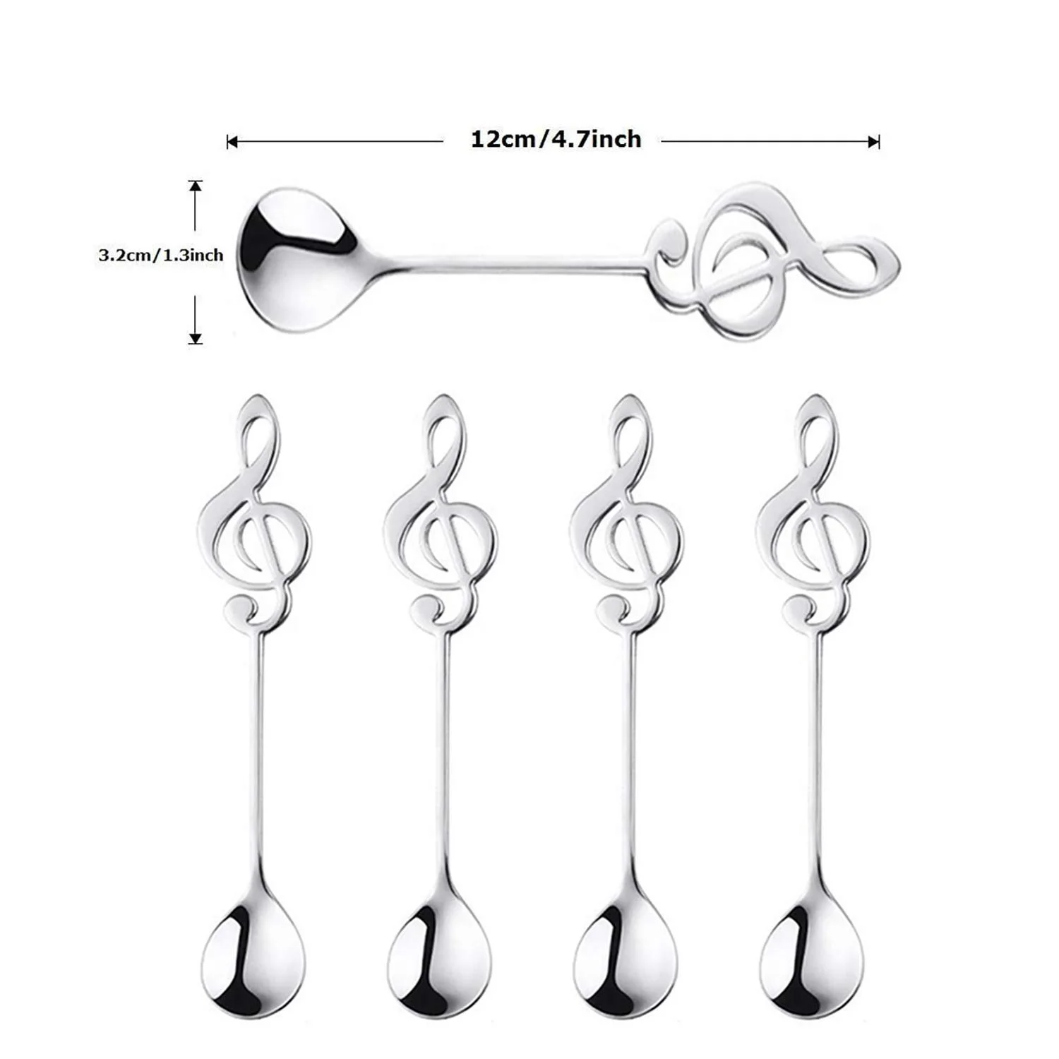 Ложка десертная JUSTDOLIFE Музыкальная нота, 4 шт, фото №8
