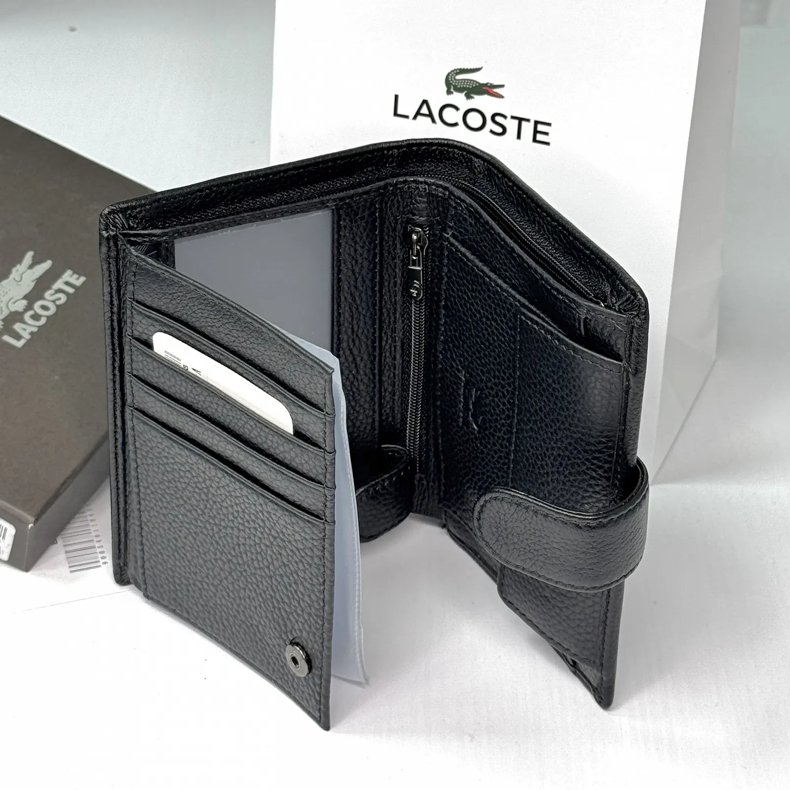 Мужское портмоне вертикальное кожаное Lacoste, фото №5