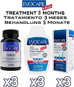 Средство против выпадения волос Evocapil Plus, 3 месяца, с x3 шампунем, x3 спреем и x3 витаминами synthetic.ua - Фото 1