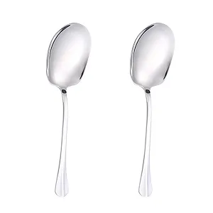 Набор ложек из нержавеющей стали 2 шт, ложки для буфета, большие квадратные - Фото 1