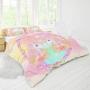 Постільна білизна ZTYROLJ Єдиноріг, 135 x 200 см, мікрофібра, 135 x 200 см + 80 x 80 см synthetic.ua - Фото 1