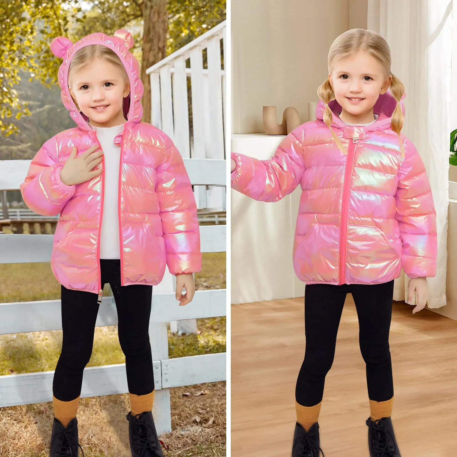 Детская зимняя куртка Baogaier с капюшоном, водонепроницаемая, ветронепроницаемая, легкая, теплая, стеганая куртка-пуховик, блестящая зимняя куртка, унисекс, для мальчиков и девочек, осенняя одежда, 1-5 лет, фото №3