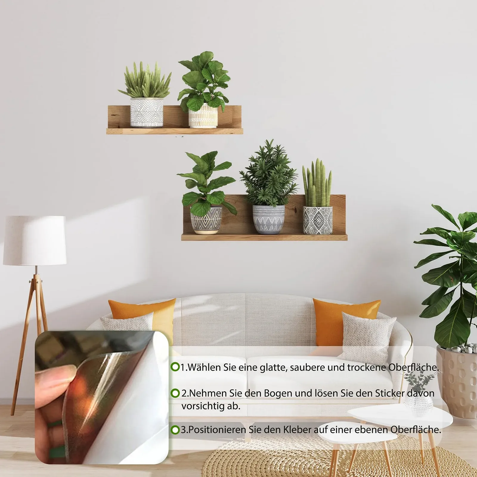 Наклейка на стіну 3D Зелені рослини Квіти Кактус Бонсай ПВХ 5 шт, фото №4