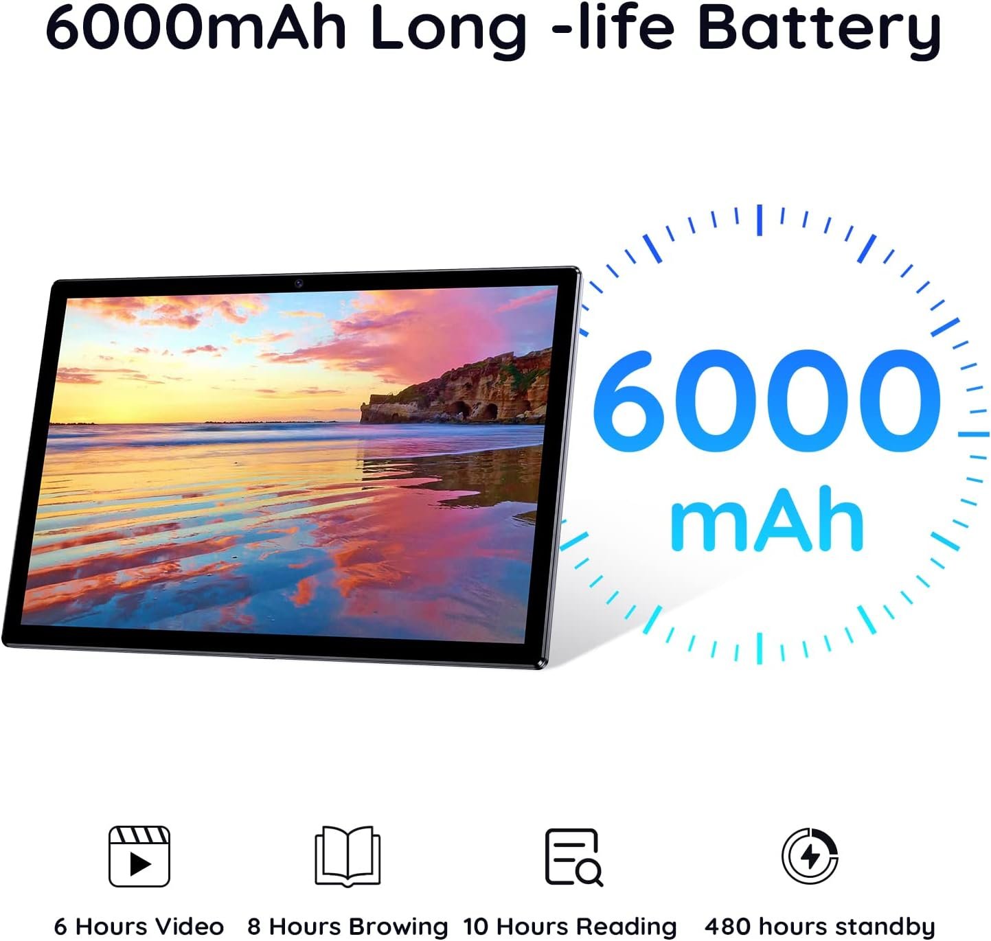 Планшет 10.1" HD Beneve M39 4/64Gb 4 ядра Android 11 6000 mAh Серый, фото №6