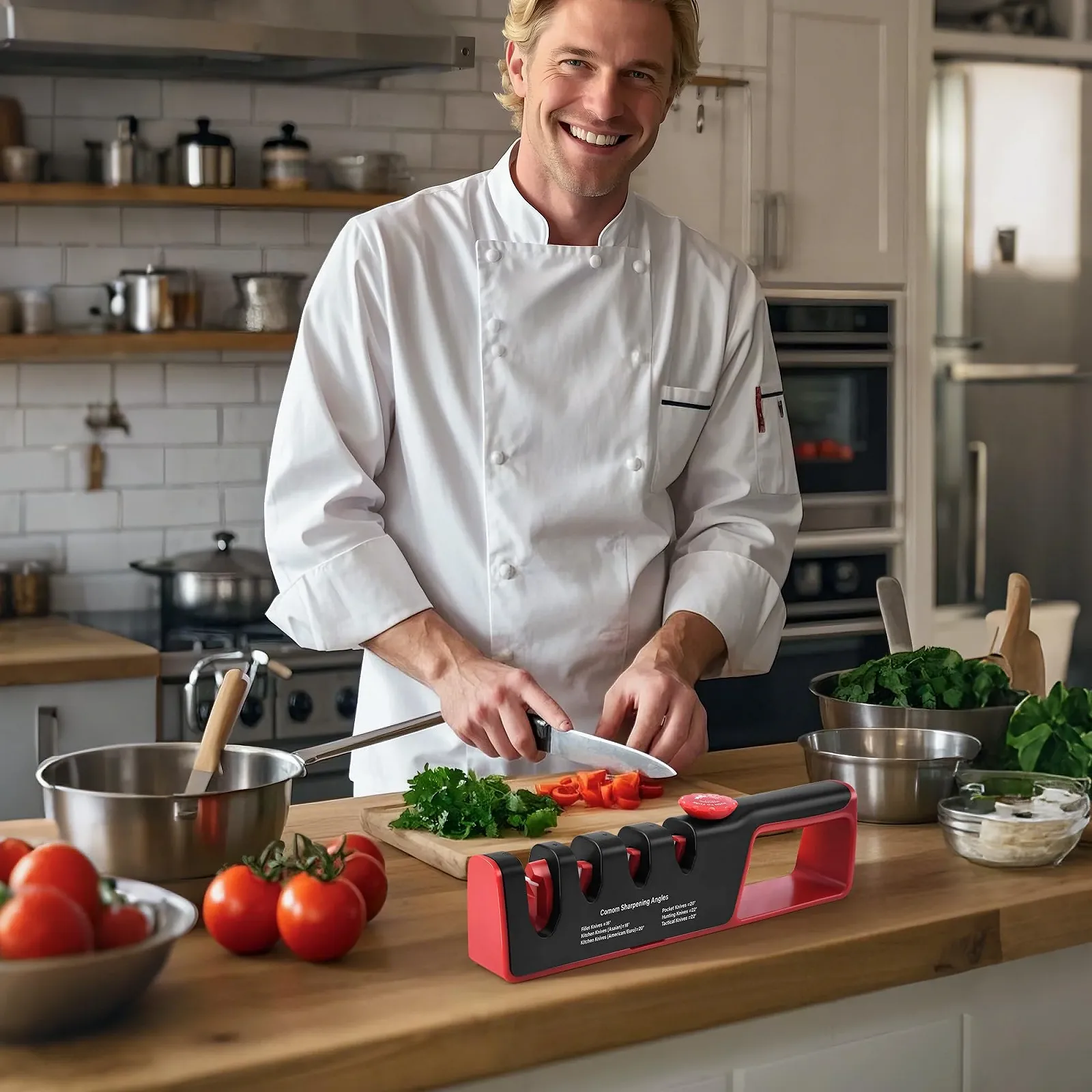 Точило для ножів Professional ручна 4-в-1 з регульованим кутом Ceramic Stone Tungsten Carbide Diamond нековзна, фото №8