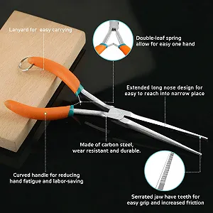 Длинногубцы SPEEDWOX Удлиненные с Антипотерянным Ремешком для Снятия Иглы с Зубчатыми Губками для Изготовления Ювелирных Изделий, Сгибания Проволоки и Мелких Предметов synthetic.ua - Фото 1