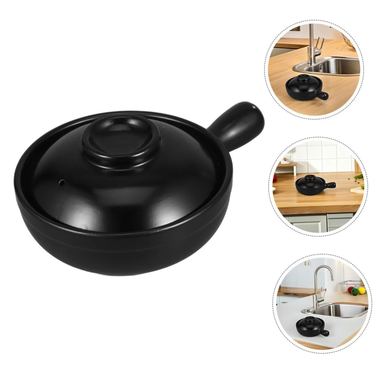 Керамическая кастрюля LIFKOME ручной работы с крышкой термостойкая для риса и тушения, фото №7 Керамическая кастрюля LIFKOME ручной работы с крышкой термостойкая для риса и тушения, фото №7