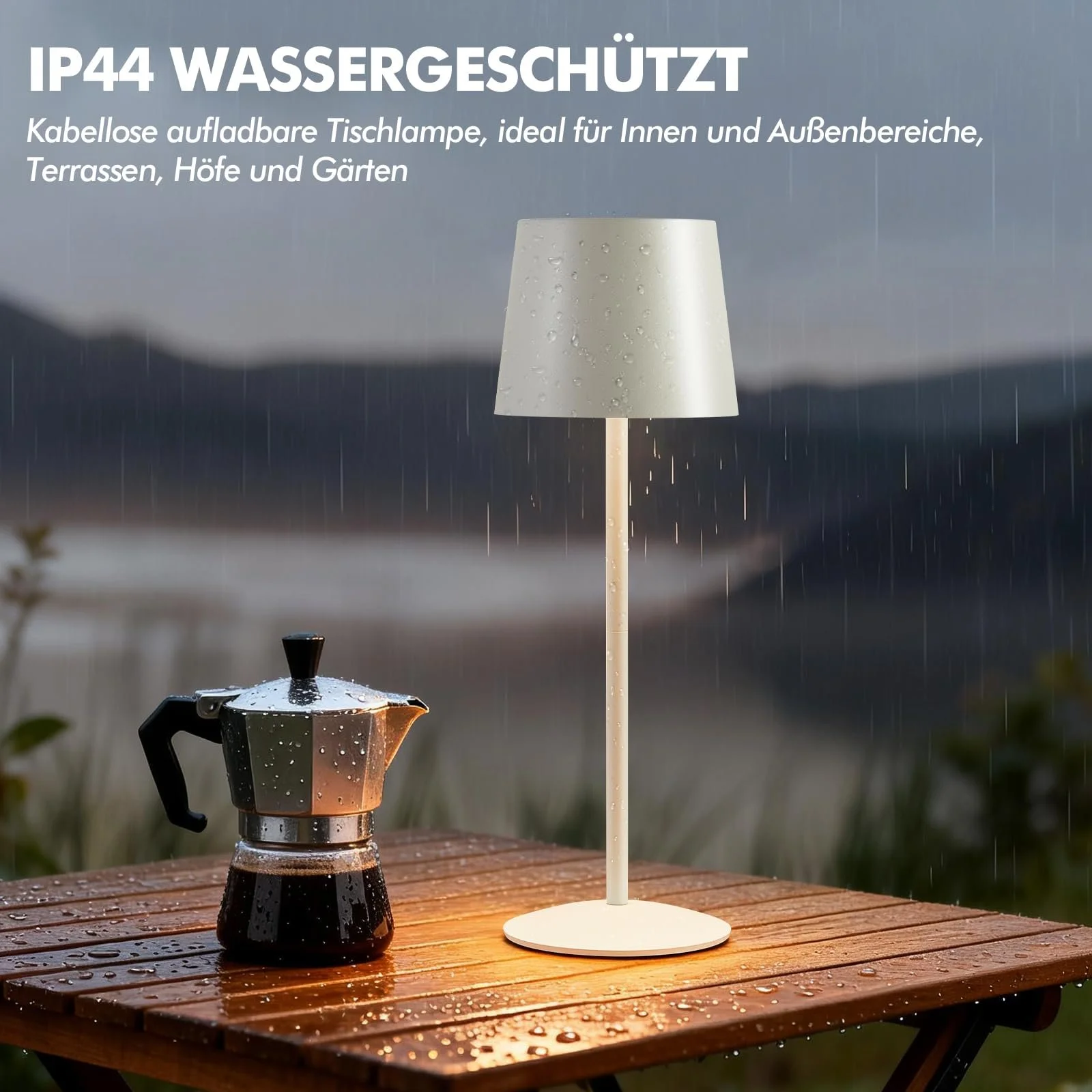 Настільна лампа GyroVu акумуляторна LED сенсорна регульована по висоті IP44 біла, фото №5