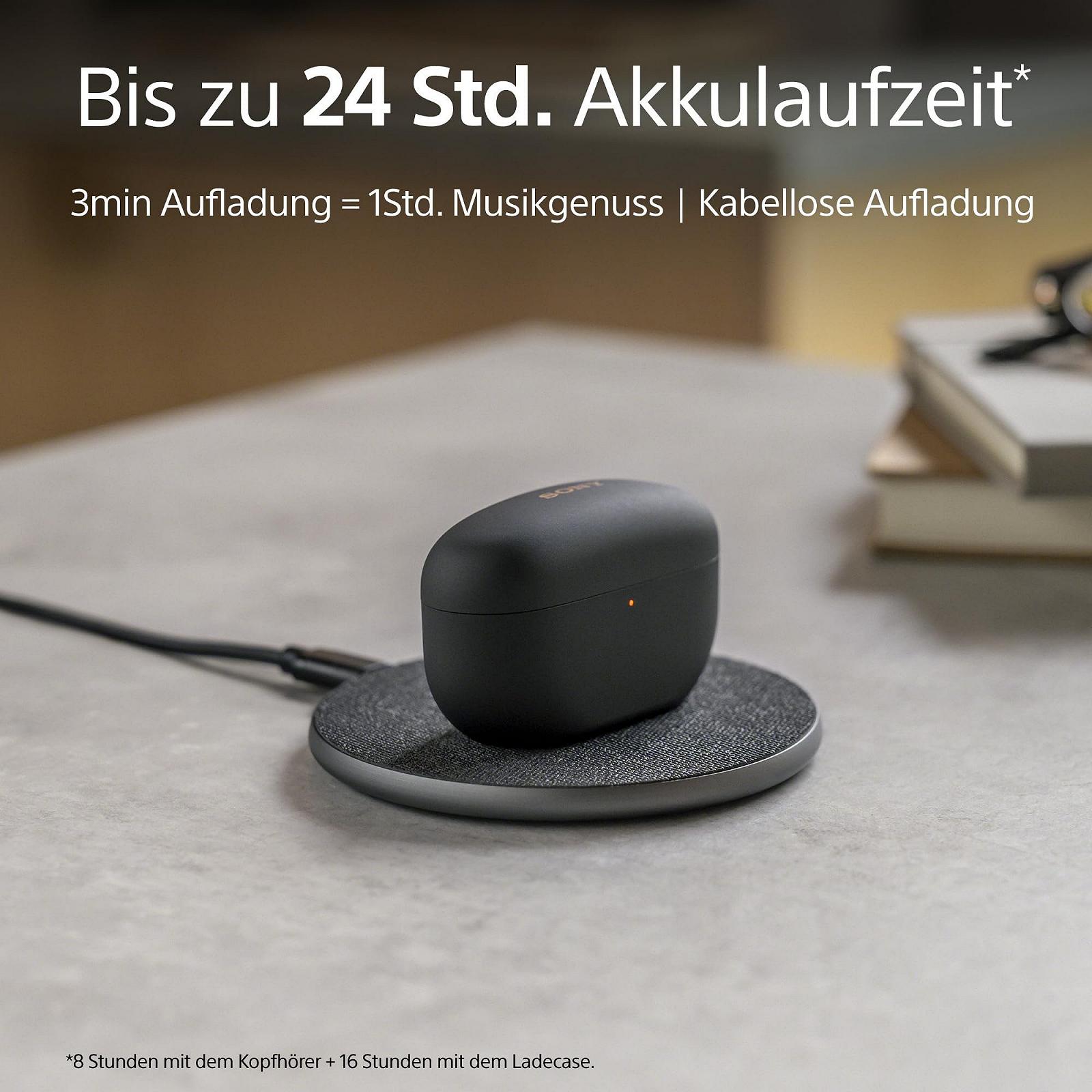 Навушники Бездротові Sony WF-1000XM5 Шумопоглинаючі Bluetooth Вставні Мікрофон До 24 Годин Роботи Батареї Швидка Зарядка IPX4 iOS & Android Сумісні - Чорний, Маленький, фото №4