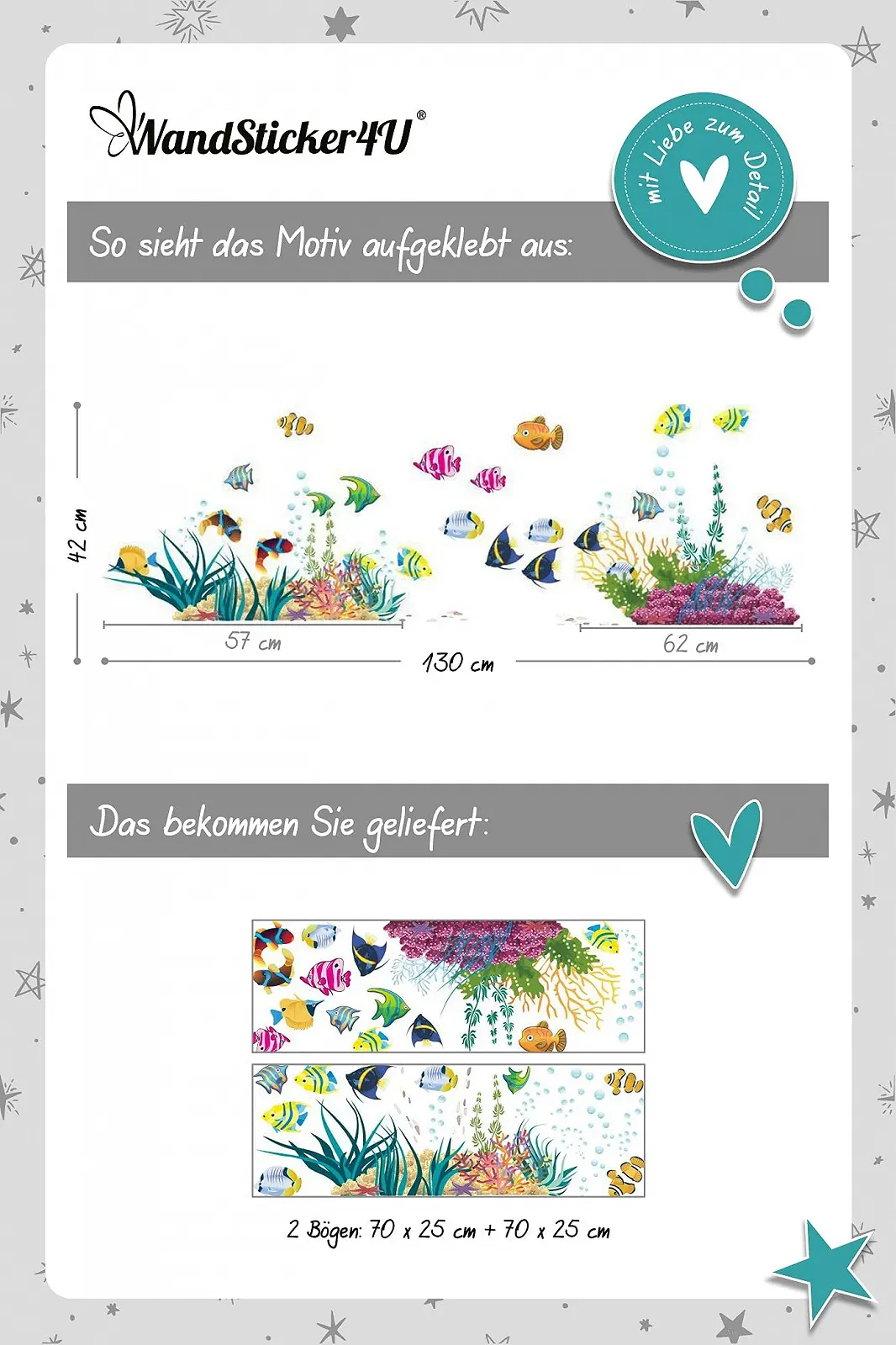 Наклейка на стіну WandSticker4U Underwater World I Риби Кит Море Плитка Кольорова Блакитна, фото №7 Наклейка на стіну WandSticker4U Underwater World I Риби Кит Море Плитка Кольорова Блакитна, фото №7