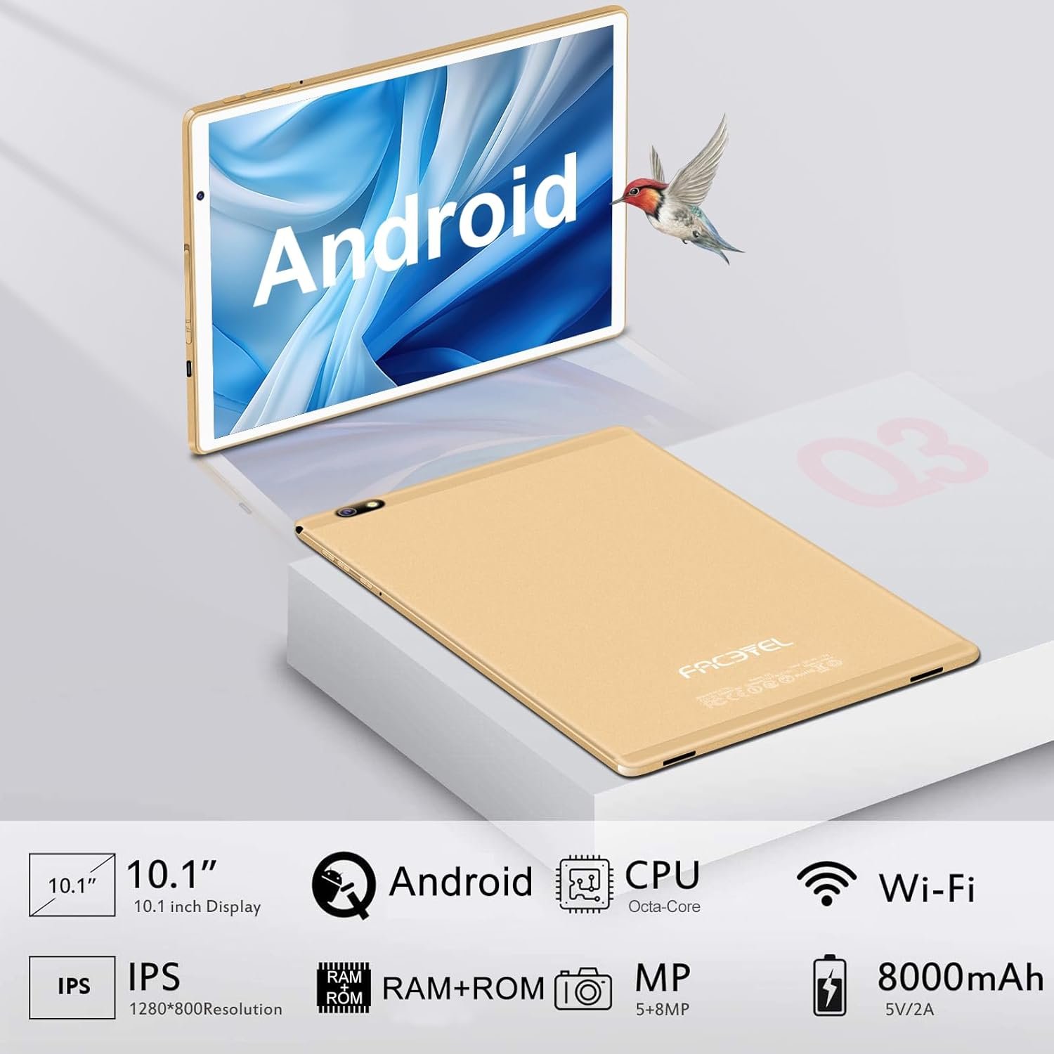 Планшет 10.1" Facetel Q3 4/64Gb 8 ядер Android 10 8000 mAh Золотой, фото №4