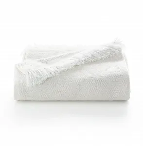 Покрывало GAMUSI Многоцелевое для кровати, дивана Мягкий хлопок Геометрический 180 x 140 см Натуральный - Фото 1