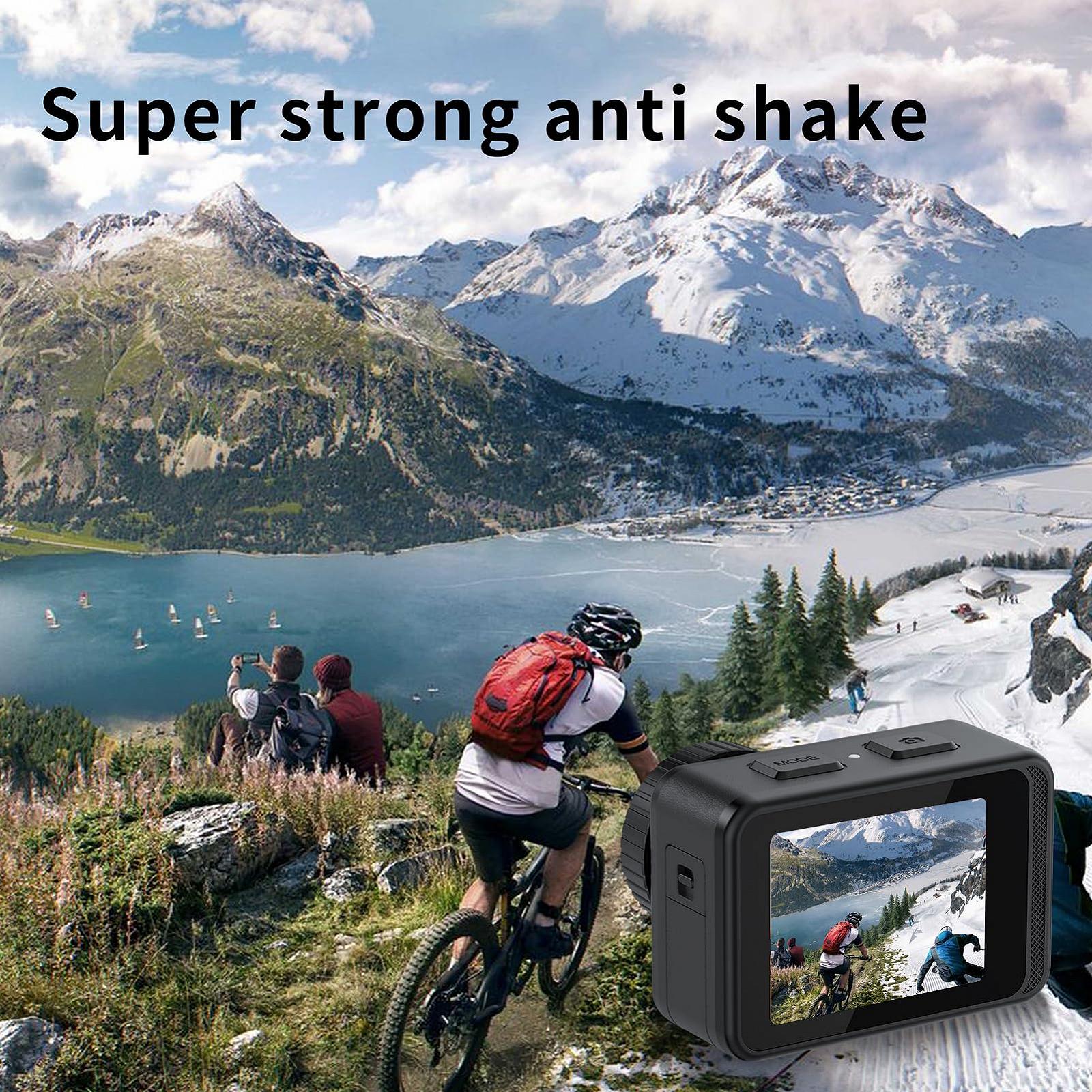 Екшн-камера Andoer Action Cam 4K 60FPS, 24MP Dual Screen Touch Control 21 м Навісне кріплення для води, фото №5