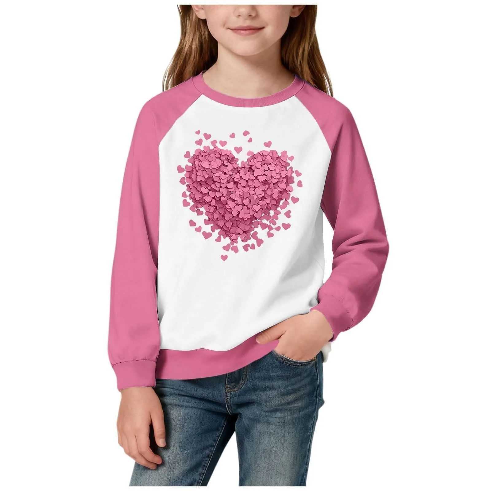 Світшот NZYIHAO з принтом серця для дівчинки, фото №1