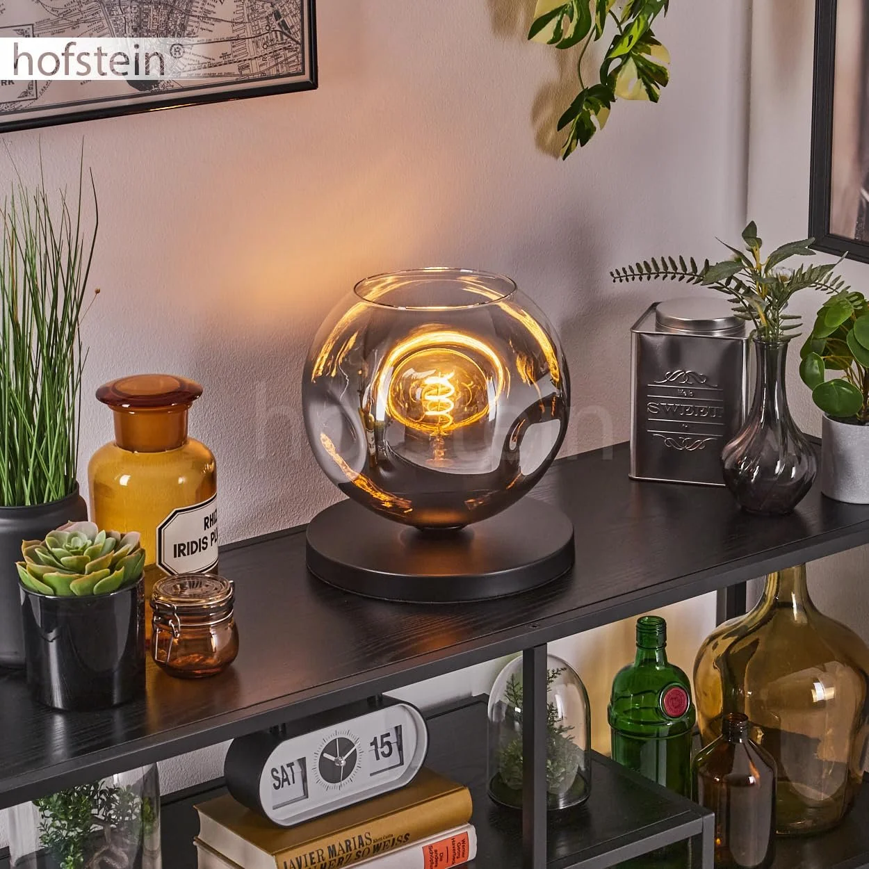 Настільна лампа Ripoll Metal/Glass Modern Retro/Vintage 25 см E27 Black/Chrome/Clear, фото №8